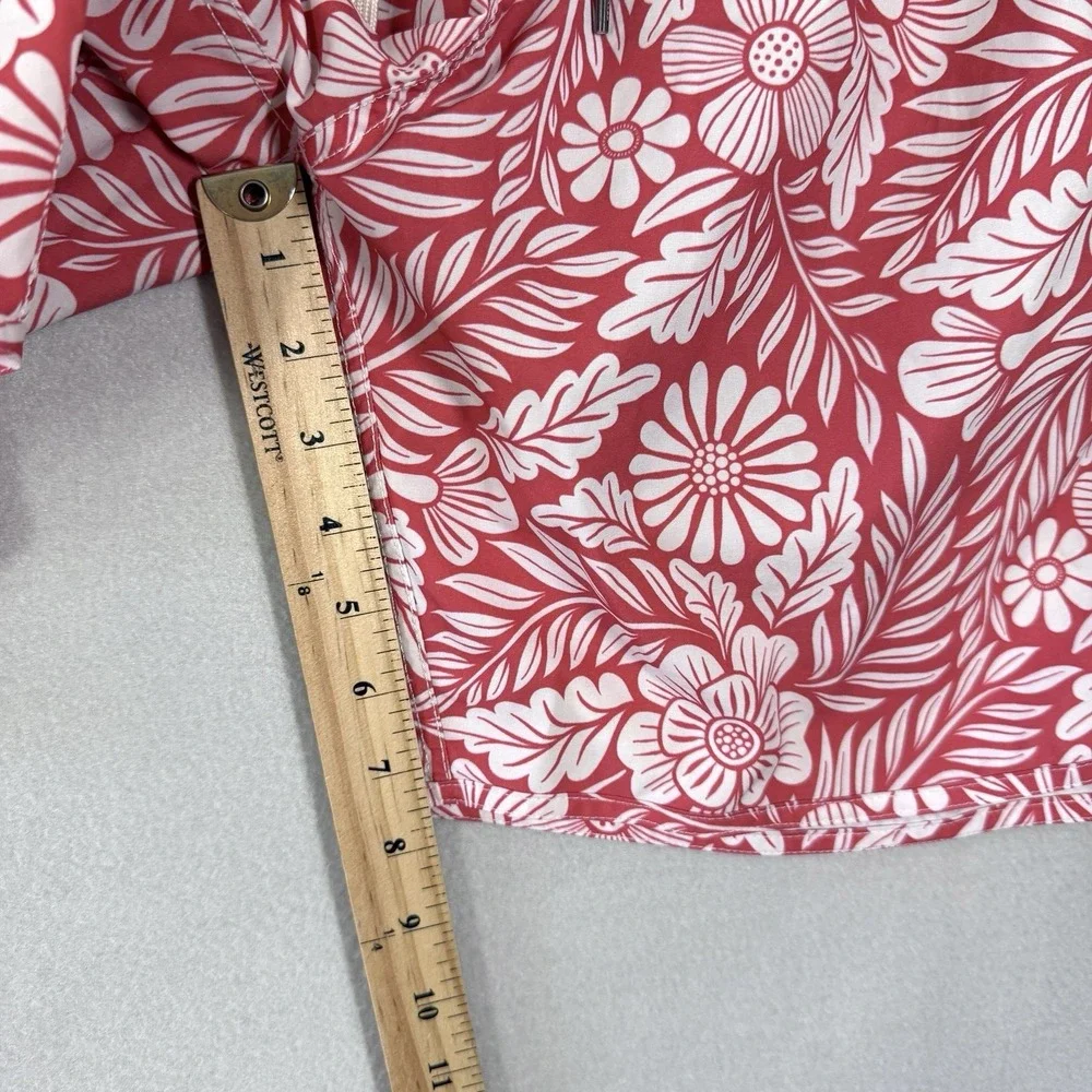 Fair Harbor Swim Trunks Men Medium Anchor Red Hawaiian Floral Lined Board Shorts